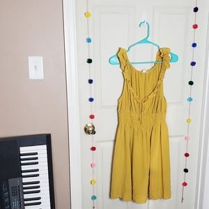 Silk Mustard Dress Anthropology XL